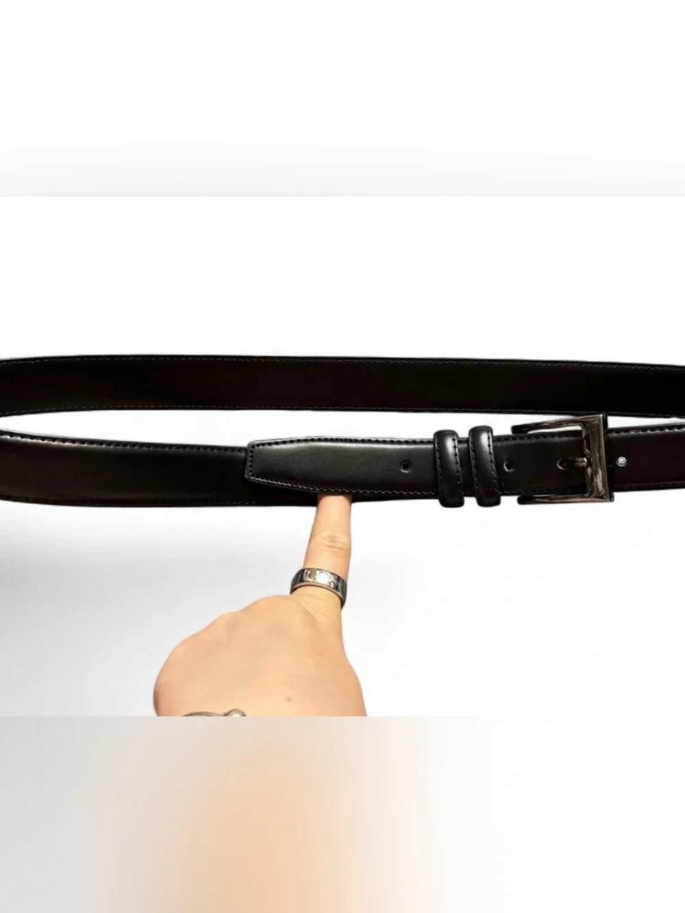 Mio Marino Collection Black leather belt silver buckle 36”